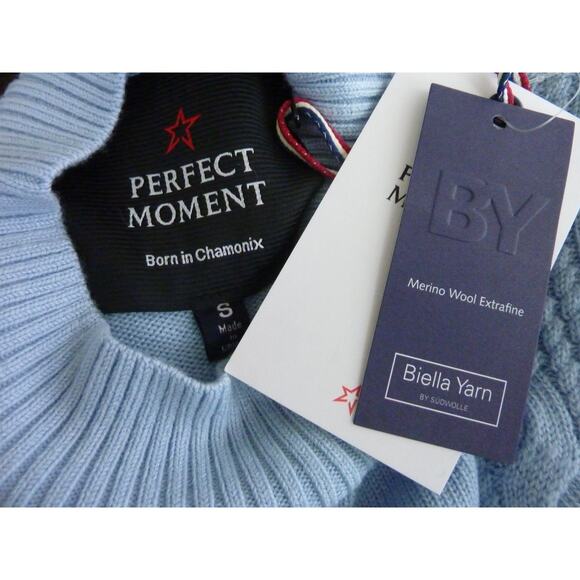 NWT Perfect Moment Cable Merino Wool Sweater Blue Star S - Picture 6 of 8